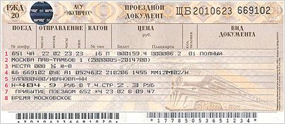 жд билет Казанского вокзала Москвы